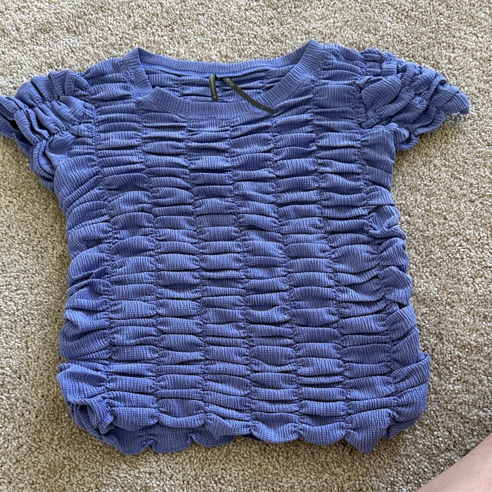 Anthropologie Ruched Indigo Top
